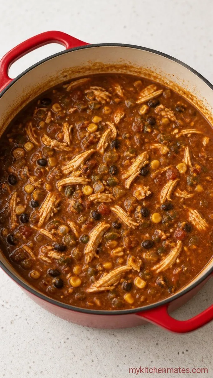 8-Can Chicken Taco Soup (Dump & Simmer) Step 2: Shred and Add the Chicken