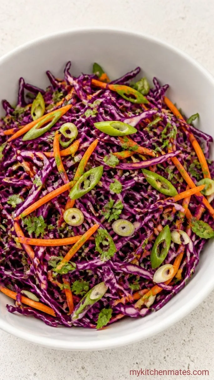 Crunchy Purple Cabbage Salad with Sesame Ginger Dressing Step 2: Shred and Combine the Vegetables