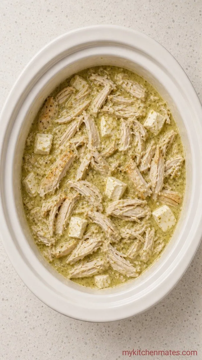 Creamy Crockpot Chicken Enchiladas Step 2: Shred and Mix the Filling