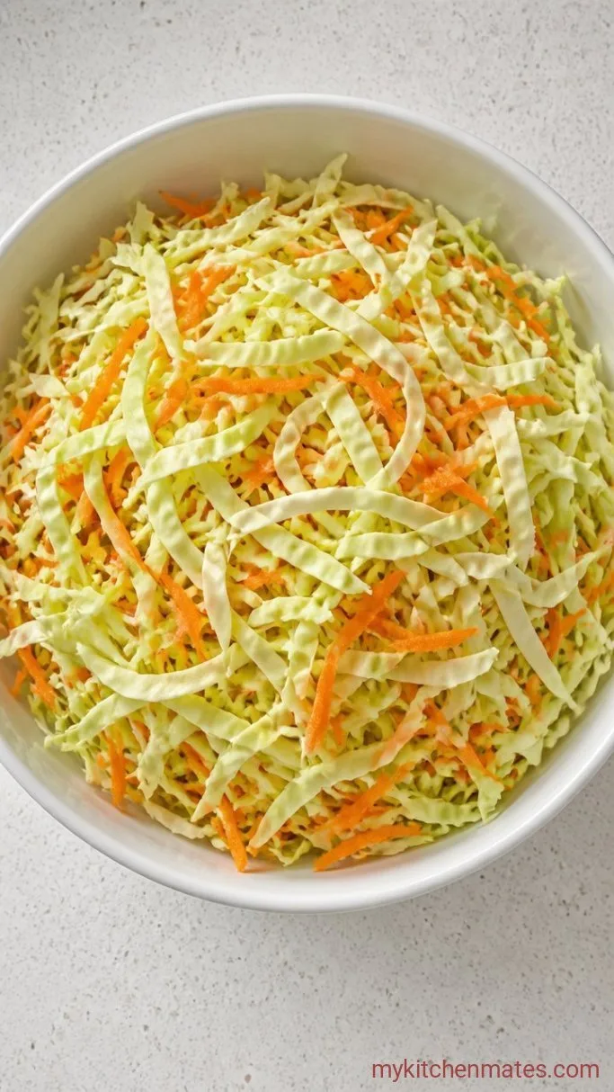 Classic Creamy Coleslaw with Tangy Dressing Step 2: Shred the Cabbage and Carrot