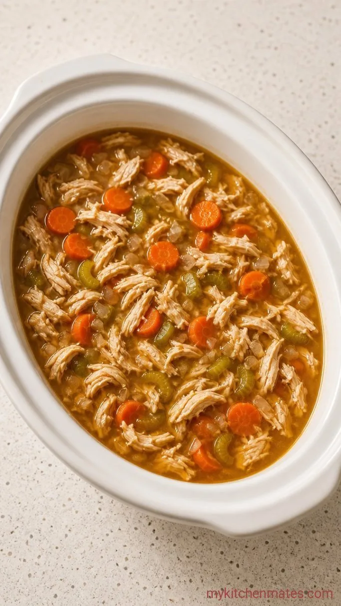 Easy Crockpot Chicken Noodle Soup Step 2: Shred the Chicken