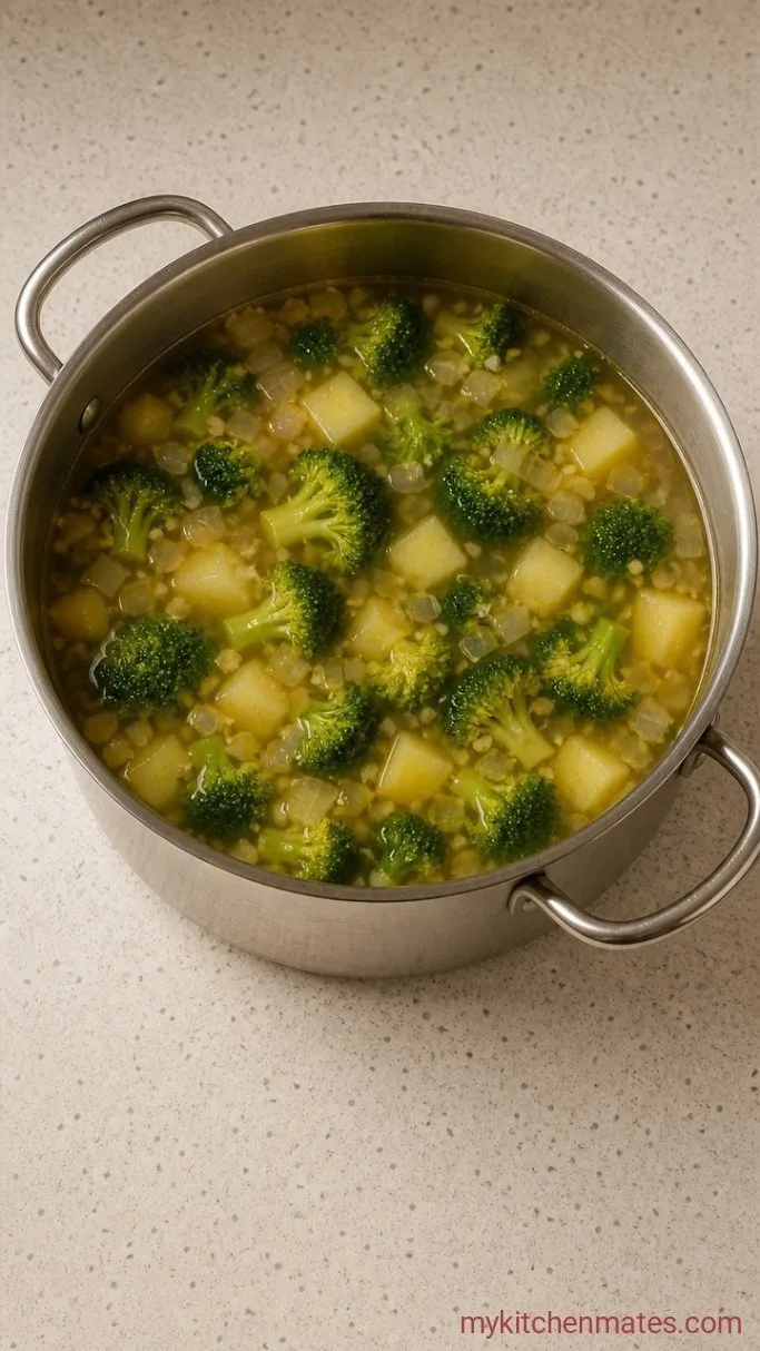 Creamy Vegan Broccoli Soup (Ready in 30 Minutes) Step 2: Simmer the Broccoli and Potato