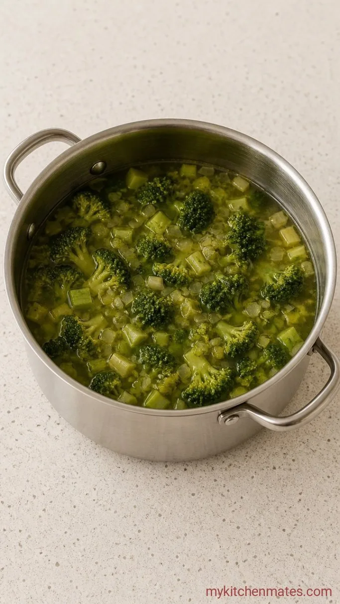 Creamy Broccoli Feta Soup (Ready in 30 Minutes) Step 2: Simmer the Broccoli