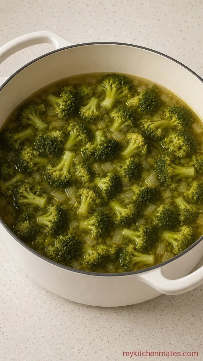 Creamy Velveeta Broccoli Cheese Soup in 30 Minutes Step 2: Simmer the Broccoli