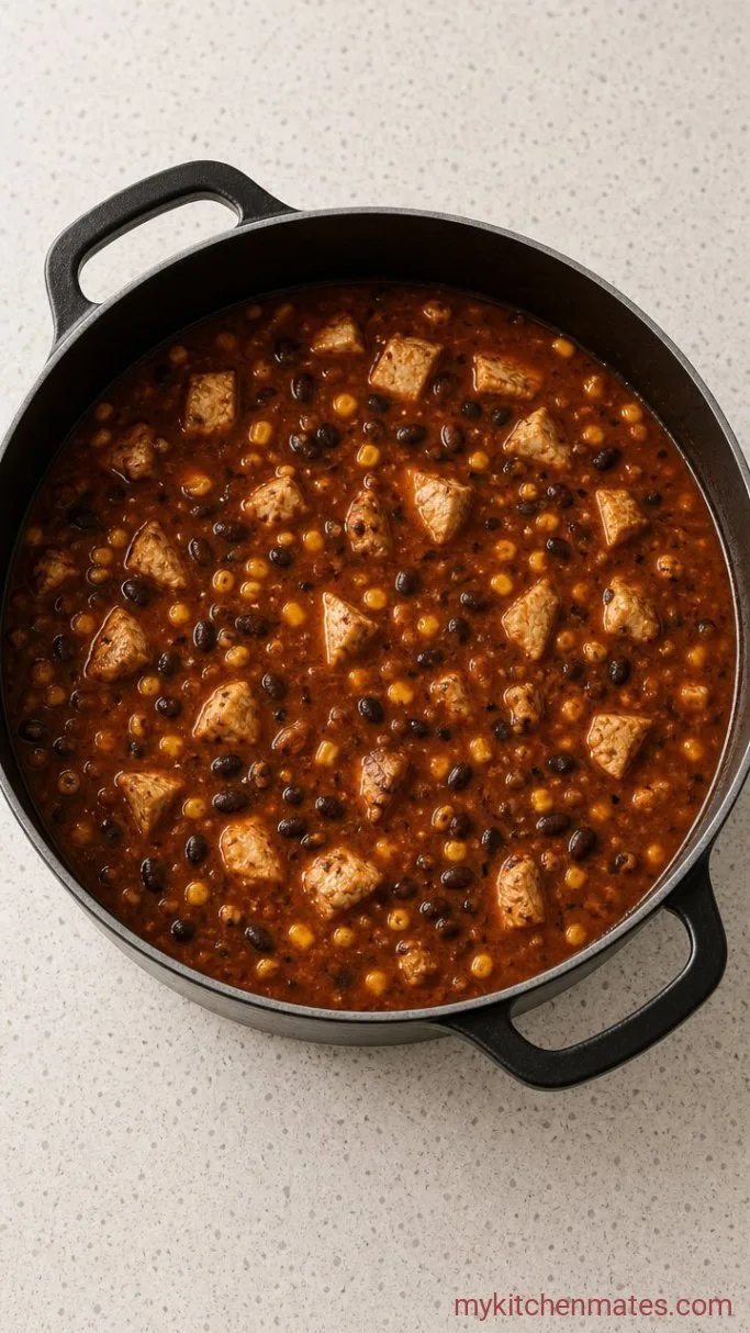 Creamy Chicken Enchilada Soup (One Pot, 30 Minutes) Step 2: Simmer the Broth and Beans