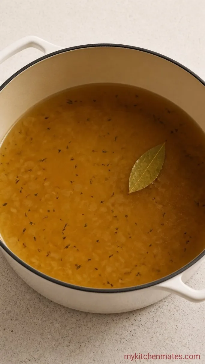 30-Minute Cream of Chicken Soup Step 2: Simmer the Broth