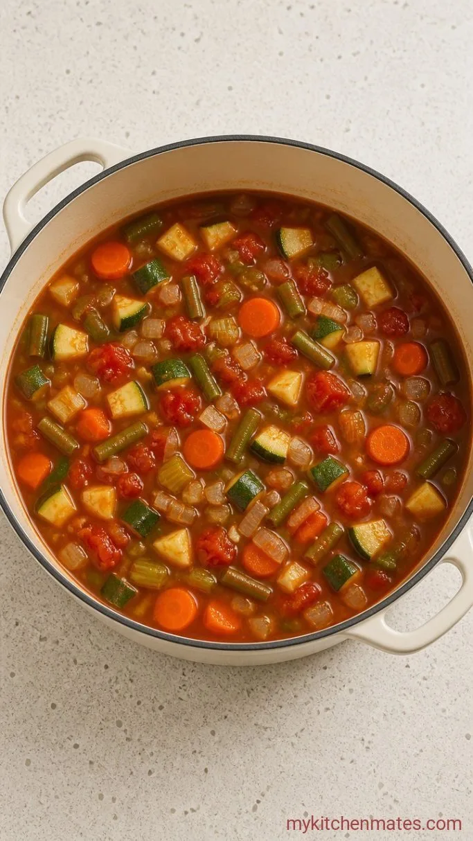 30-Minute Vegetable Tortellini Soup Step 2: Simmer the Broth