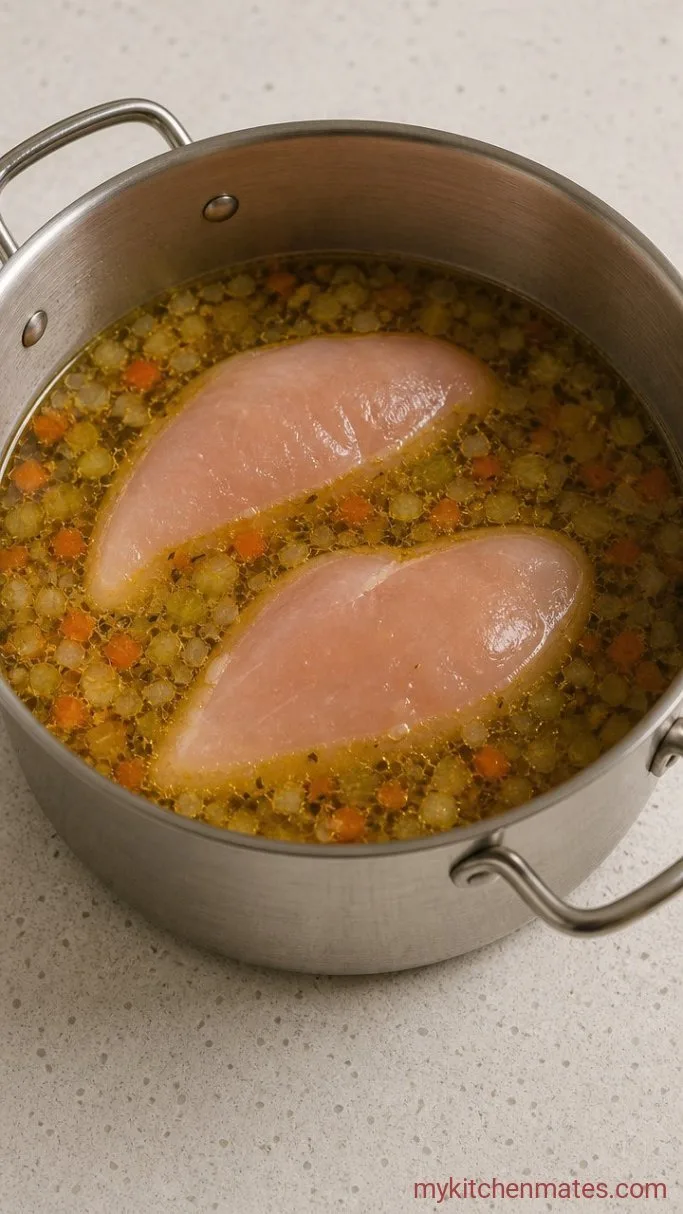 Hearty Chicken Kale Soup Step 2: Simmer the Chicken