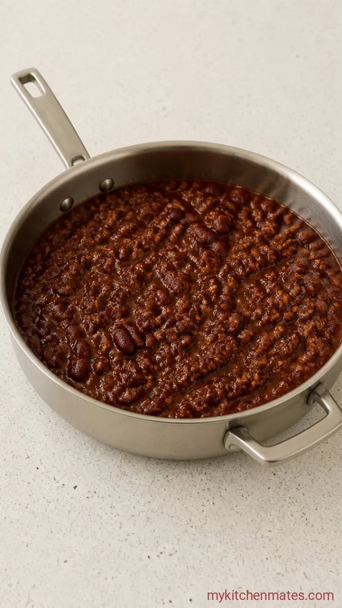 Weeknight Chili Cheese Dogs with Quick Homemade Chili Step 2: Simmer the Chili