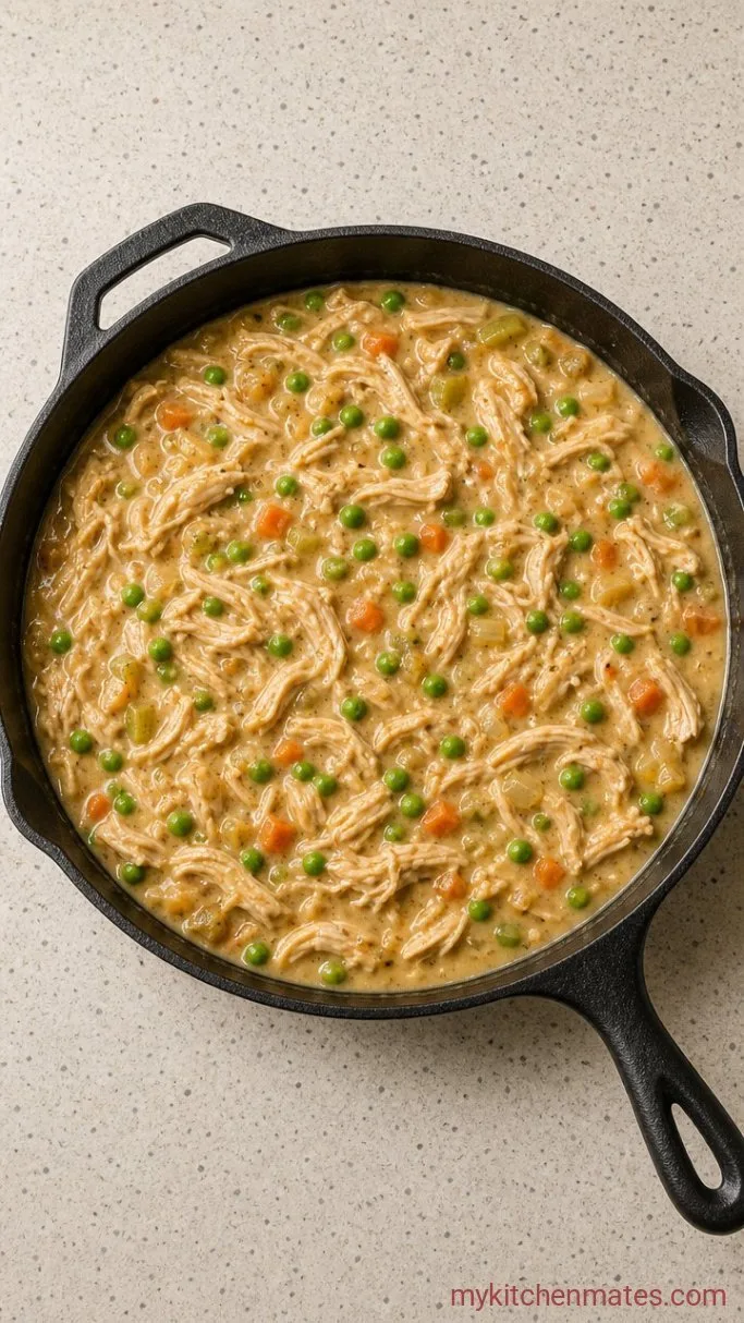 Creamy Chicken and Biscuits (One-Dish Dinner) Step 2: Simmer the Filling