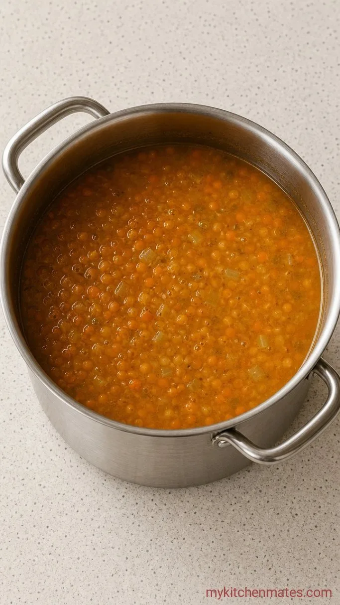 30-Minute Creamy Middle Eastern Lentil Soup Step 2: Simmer the Lentils