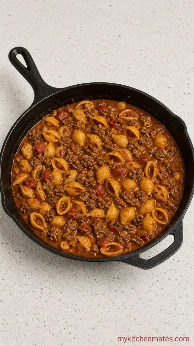 30-Minute One-Pot Cheesy Taco Pasta Step 2: Simmer the Pasta in the Sauce