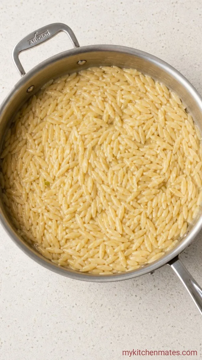 One-Pot Creamy Orzo Pasta Step 2: Simmer the Pasta