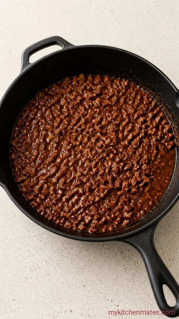 Cheesy Taco Potato Casserole Step 2: Simmer the Salsa Beef