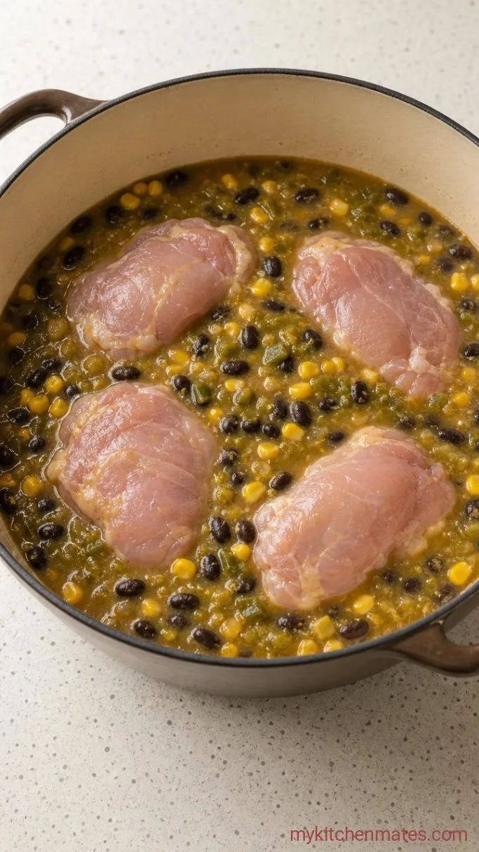 Creamy Green Enchilada Chicken Soup (30 Minutes) Step 2: Simmer the Soup