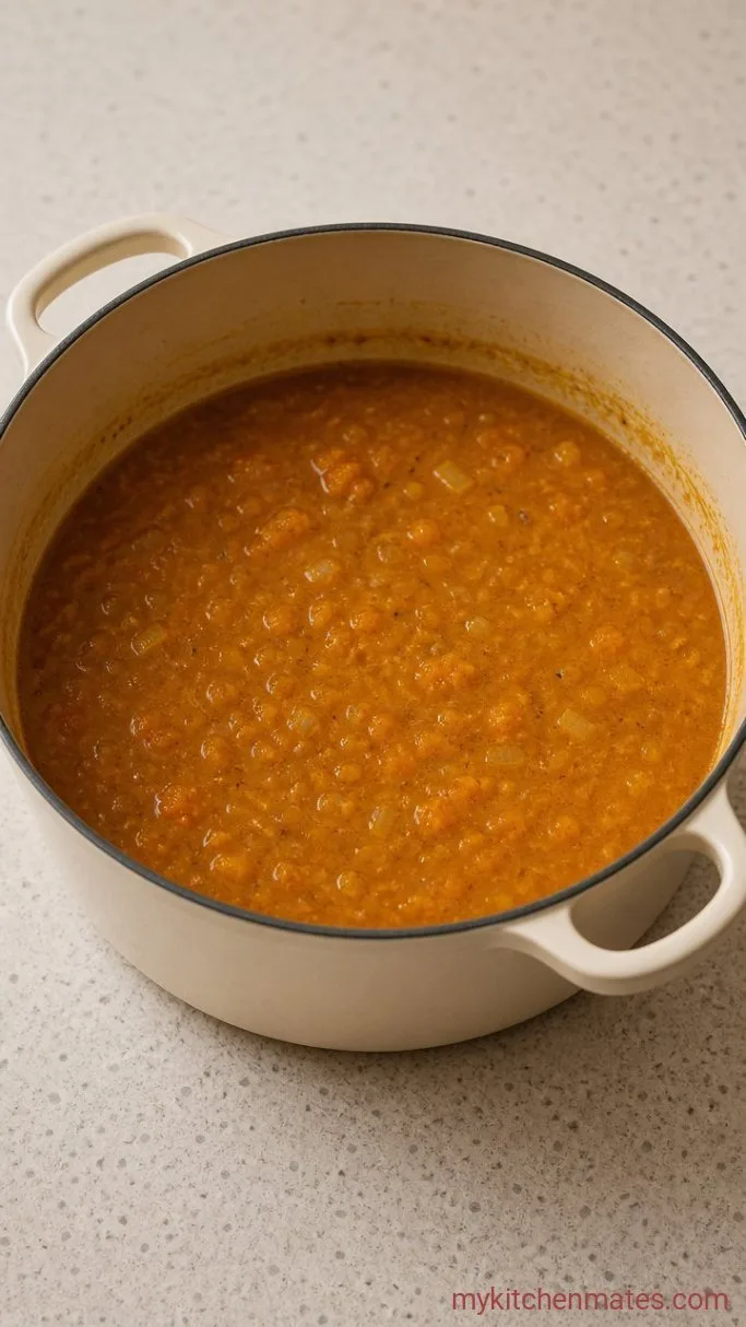 30-Minute Creamy Pumpkin Bisque Soup Step 2: Simmer the Soup