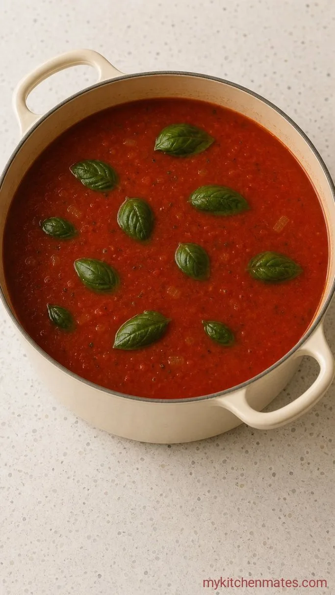 Simple Homemade Tomato Basil Soup Step 2: Simmer the Soup