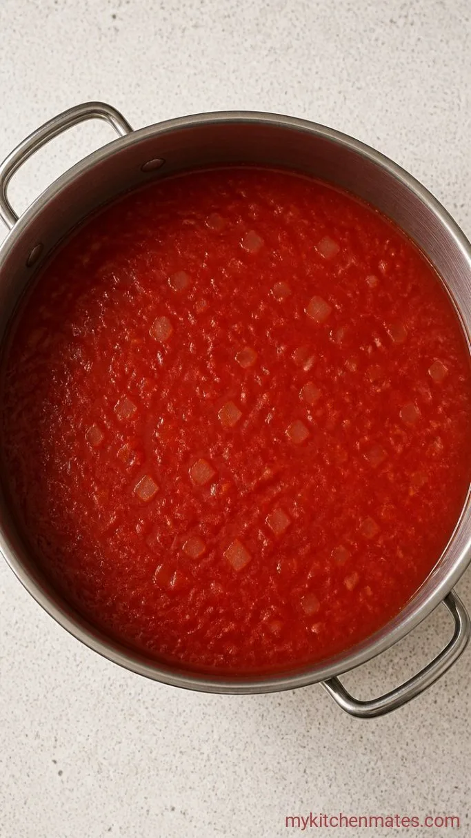 Creamy Cottage Cheese Tomato Soup (High Protein) Step 2: Simmer the Tomato Base
