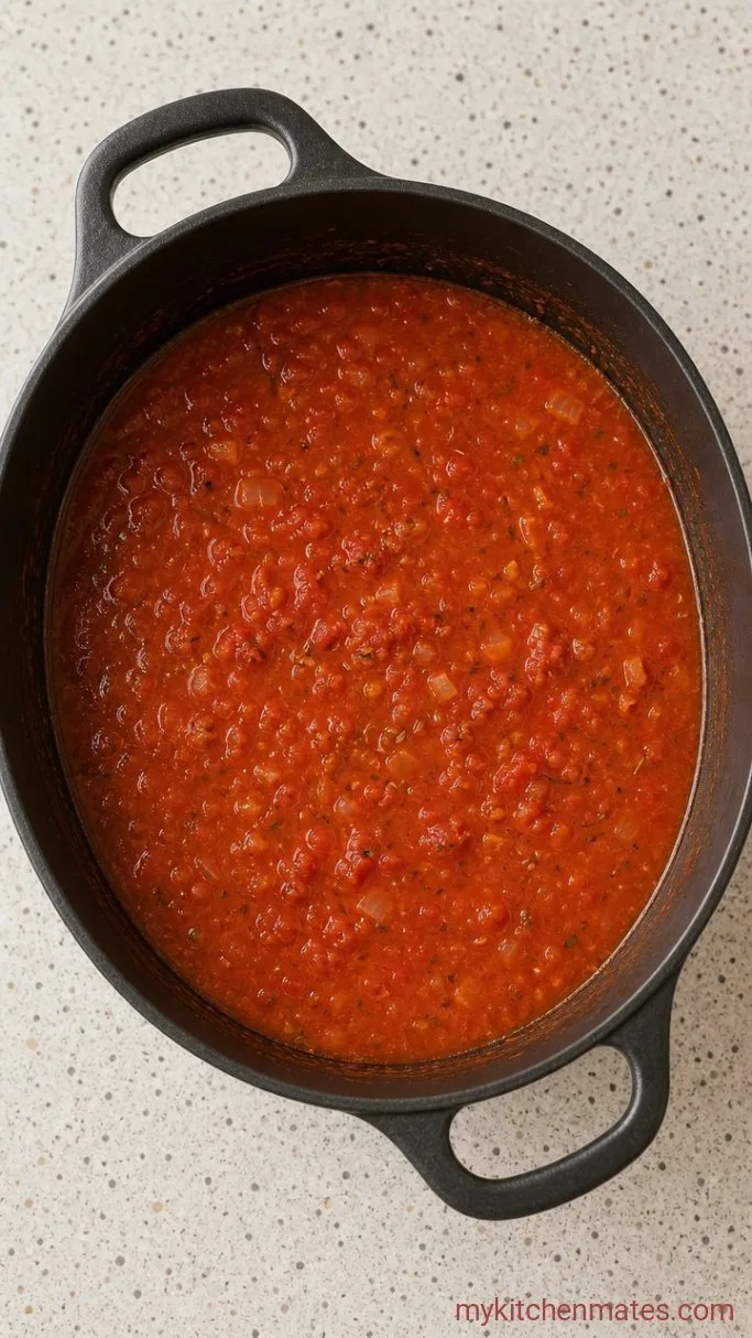 30-Minute Creamy Tomato Feta Soup Step 2: Simmer the Tomatoes