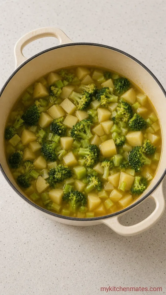 Creamy Broccoli and Stilton Soup (Ready in 35 Minutes) Step 2: Simmer the Vegetables