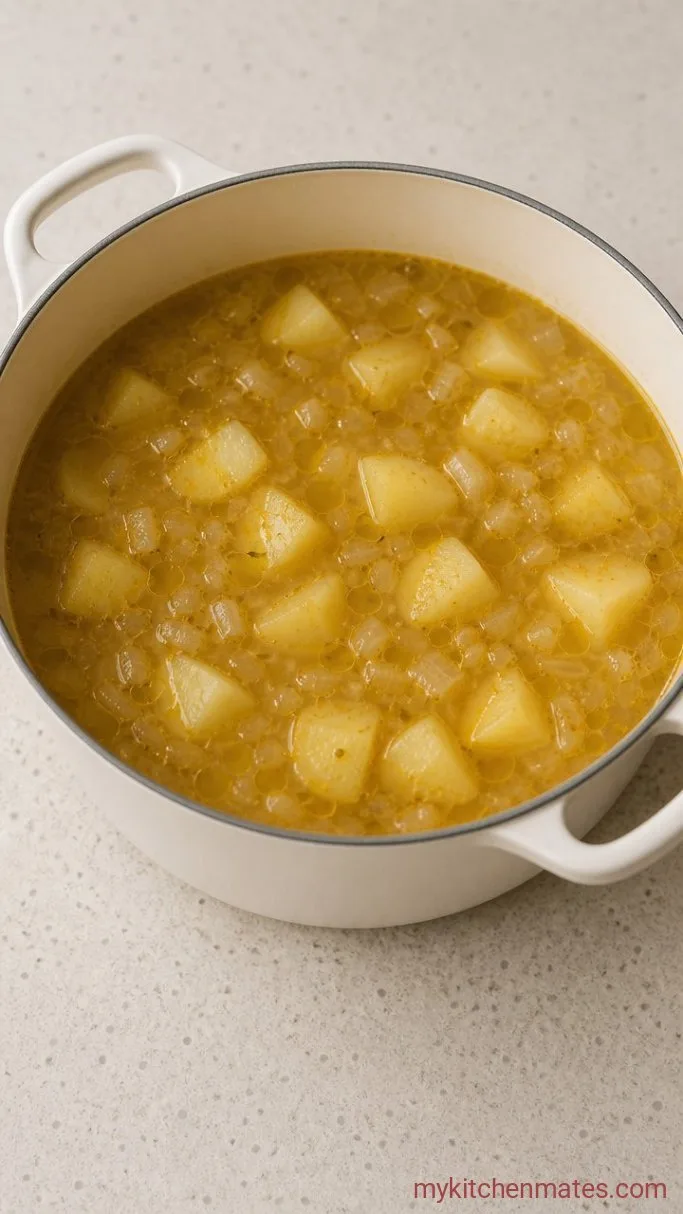 High Protein Potato Soup Step 2: Simmer Until the Potatoes Are Tender