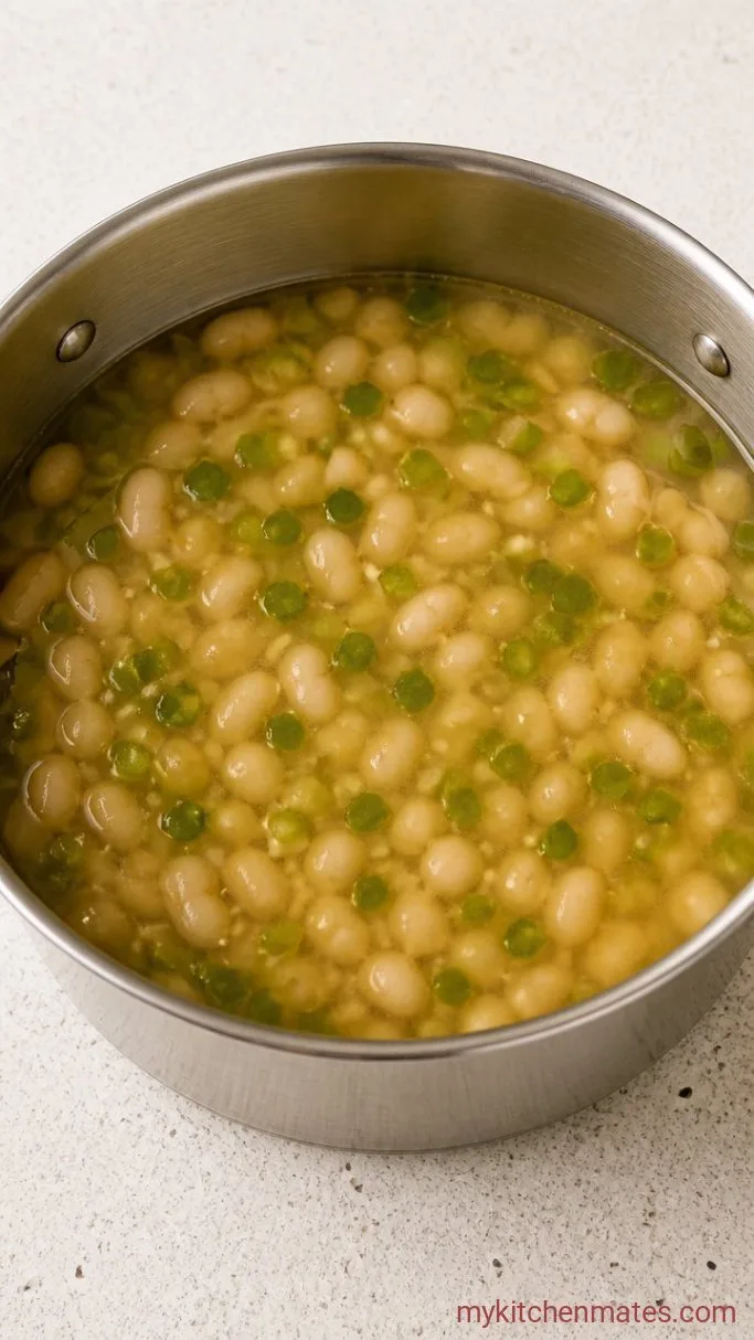 Step 2: Simmer with Broth and Beans