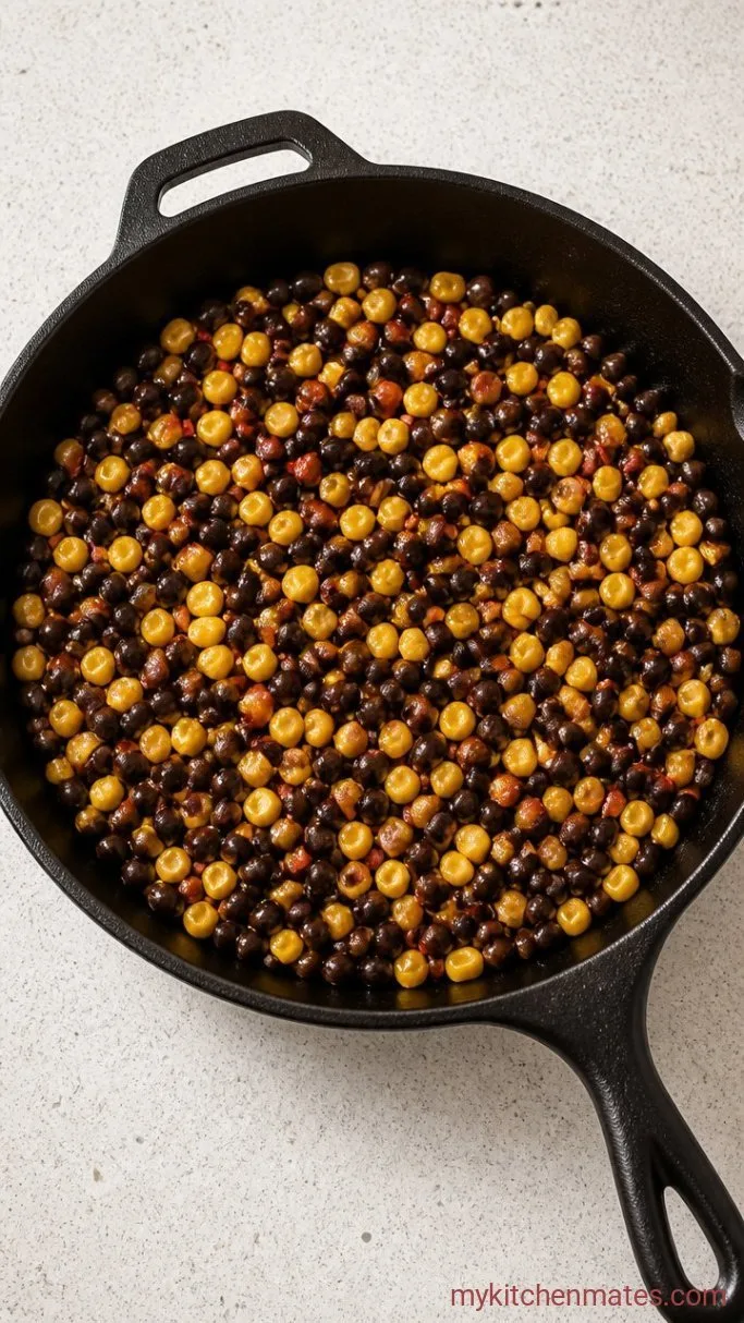 30-Minute Spicy Cauliflower Rice Bowls Step 2: Sizzle the Bean and Corn Mixture