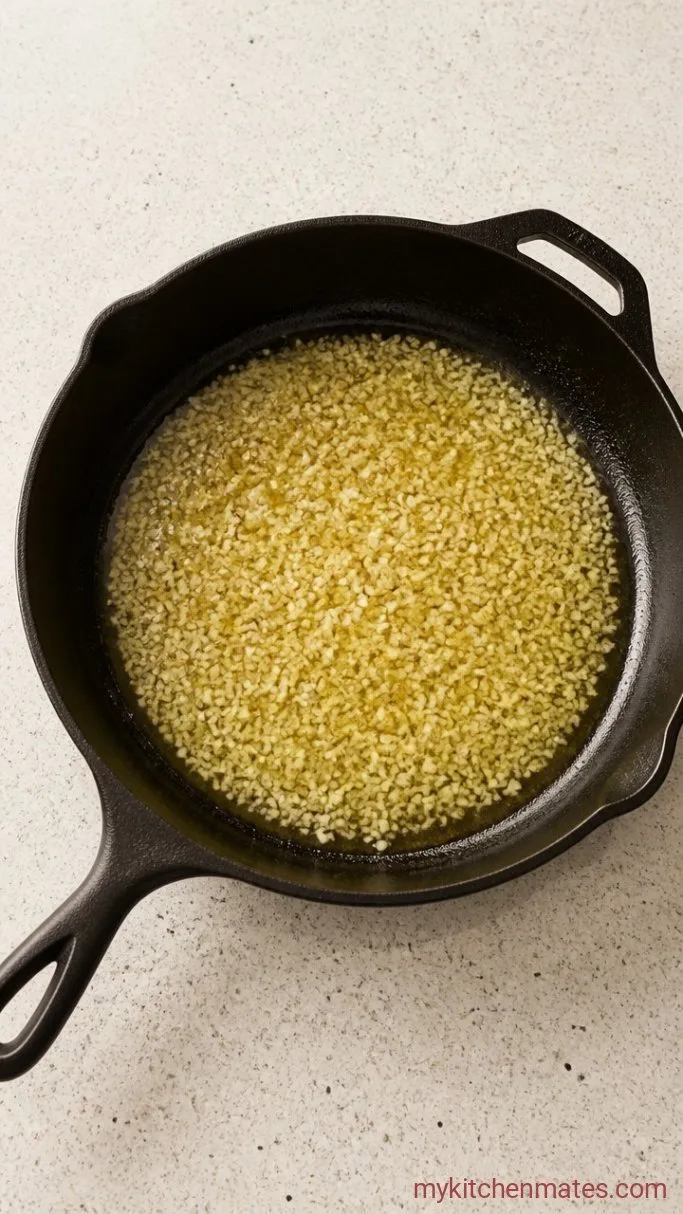 15-Minute Garlic Butter Noodles Step 2: Sizzle the Garlic