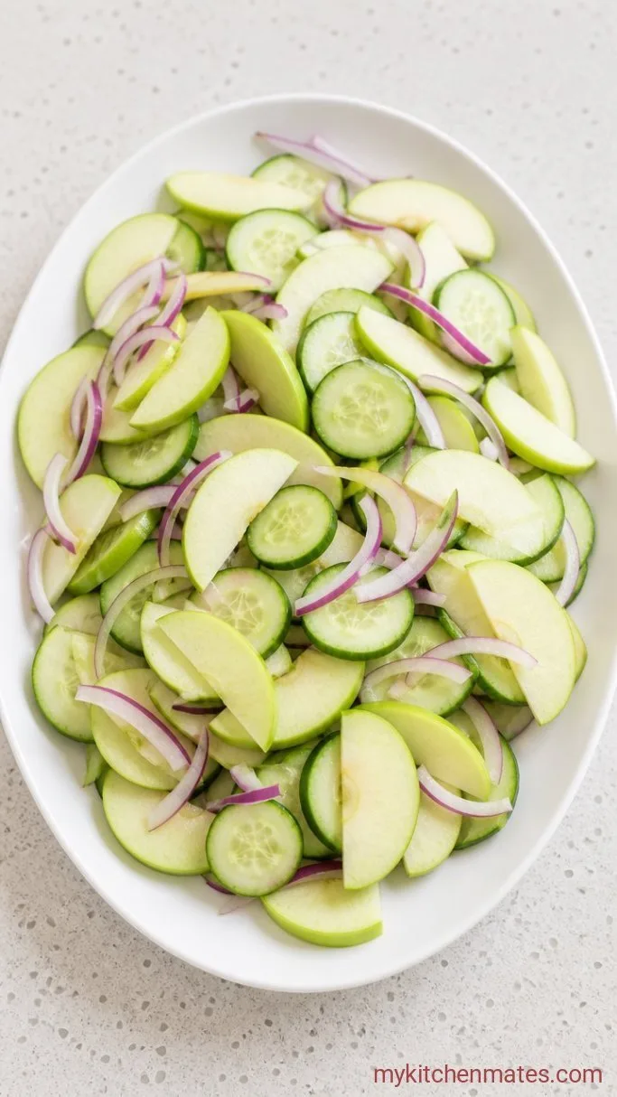 10-Minute Apple Cucumber Salad Step 2: Slice the Apples and Cucumber