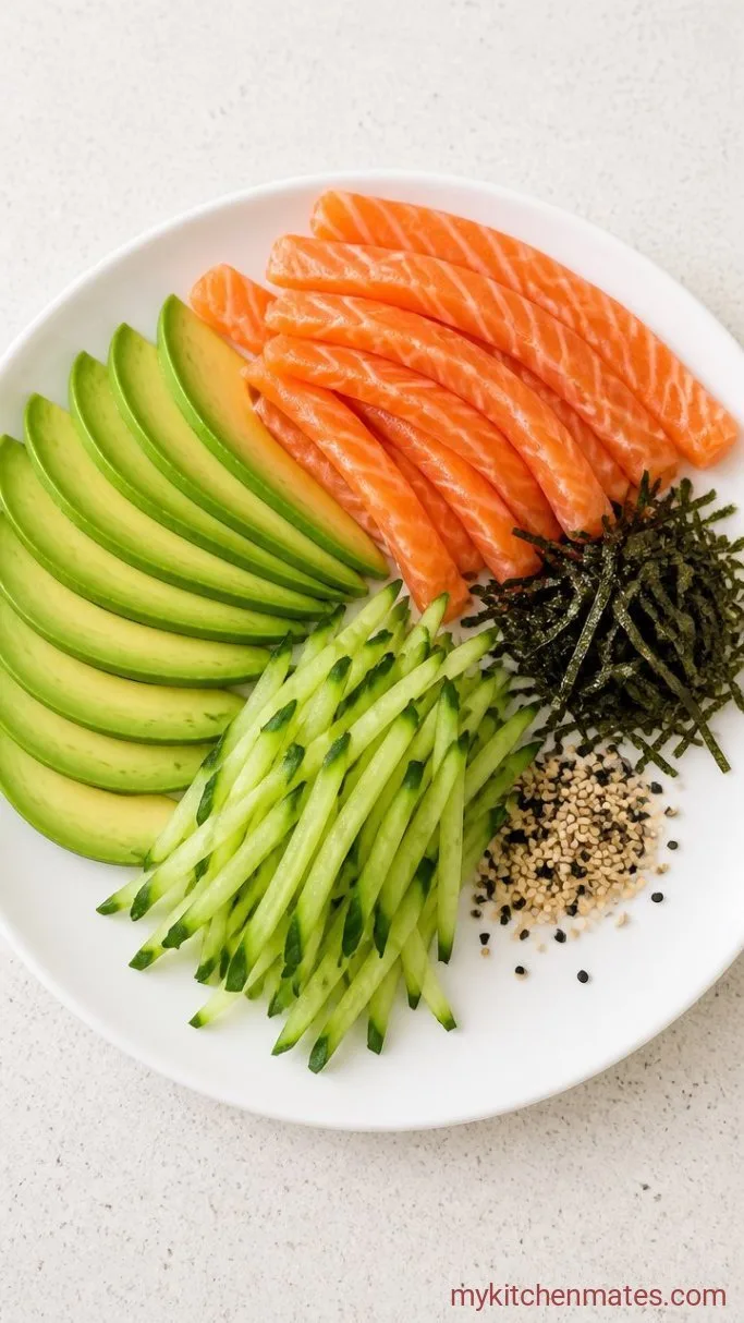 Step 2: Slice the Salmon and Vegetables