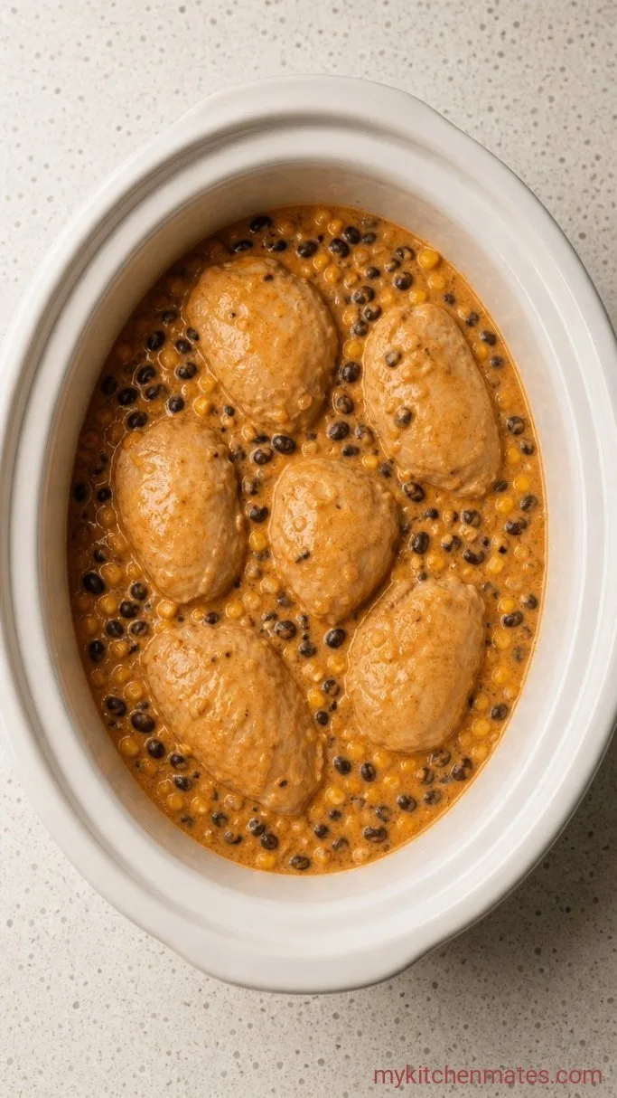 Creamy Crockpot Fiesta Chicken Step 2: Slow Cook the Chicken