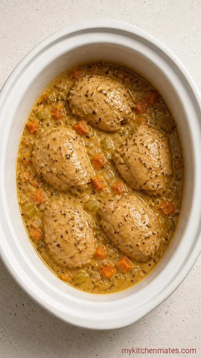 Creamy Crock Pot Chicken and Dumplings Step 2: Slow Cook the Chicken