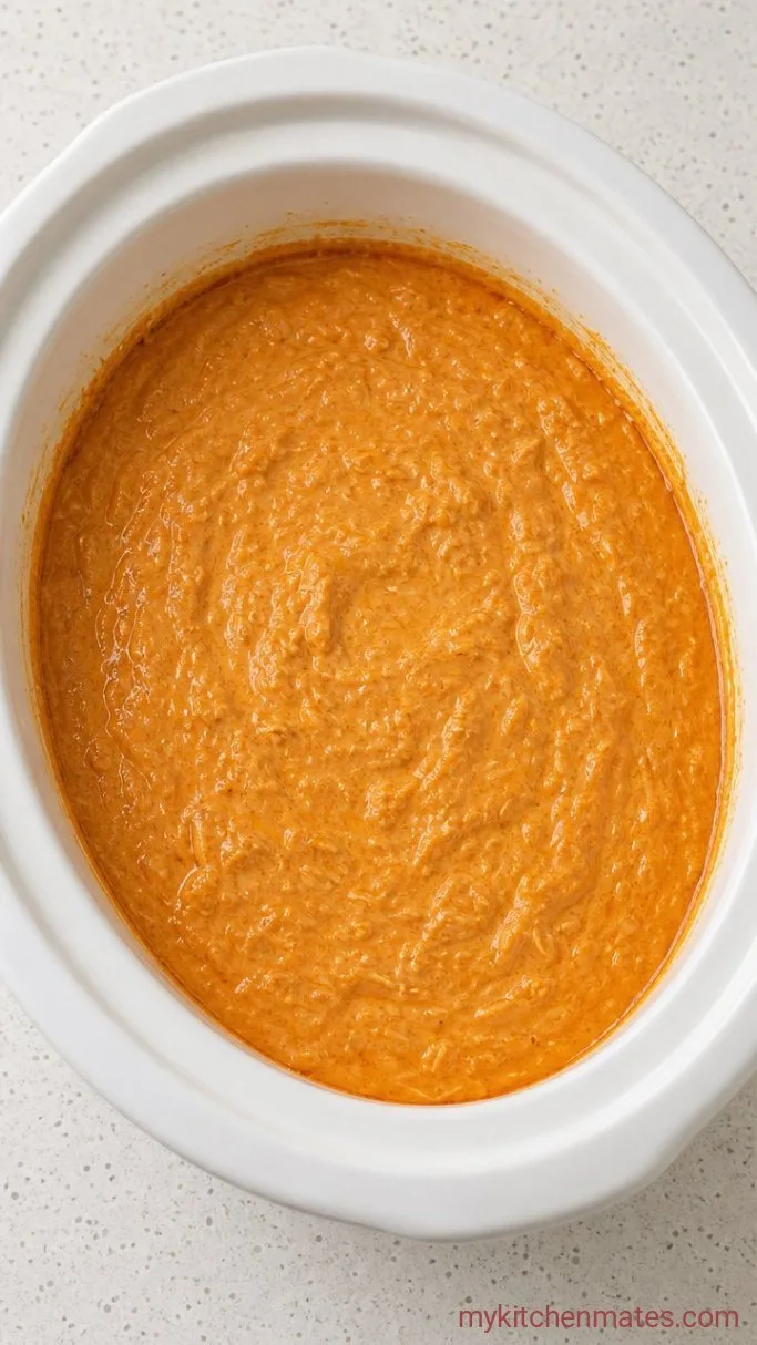Creamy Crockpot Buffalo Chicken Dip (Set It and Forget It) Step 2: Slow-Cook the Dip