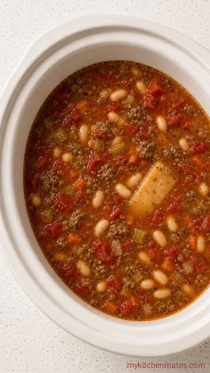 Hearty Crockpot Pasta Fagioli Soup Step 2: Slow-Cook the Soup Base