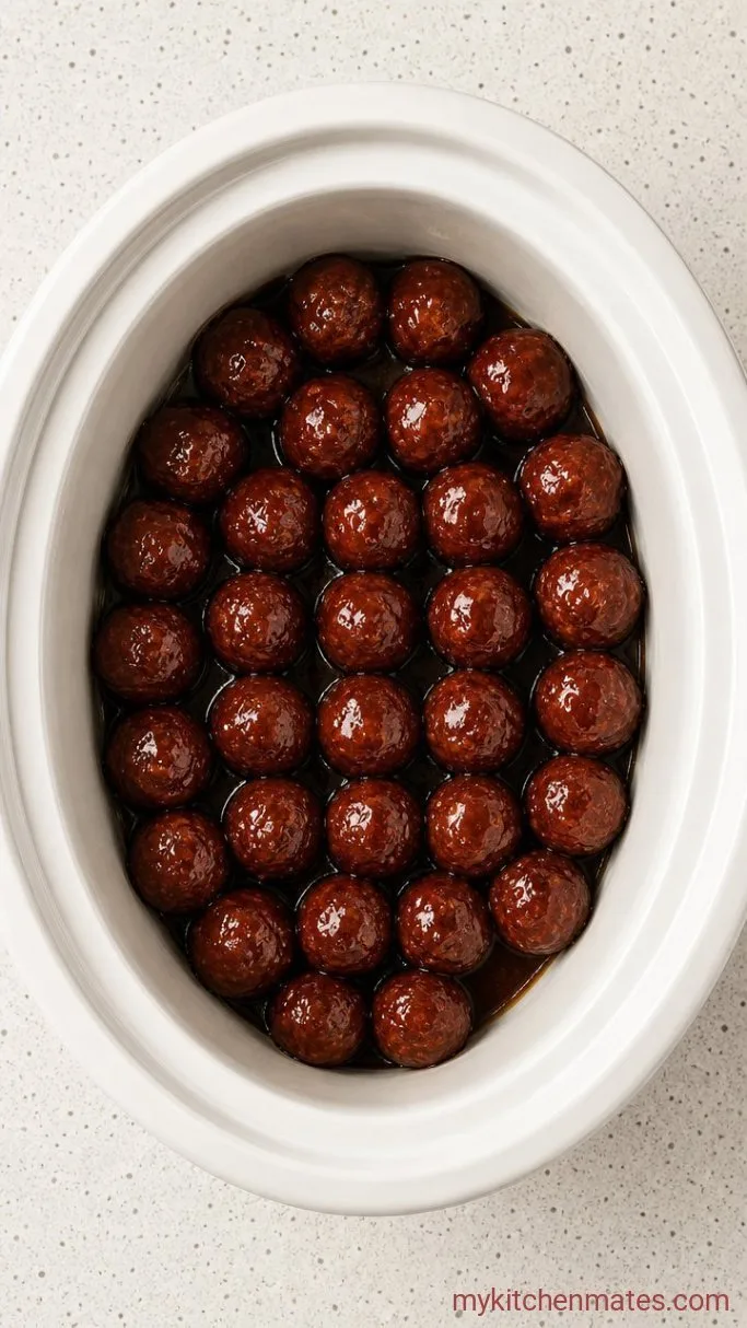 3-Ingredient Crockpot Grape Jelly Meatballs Step 2: Slow Cook Until Glossy
