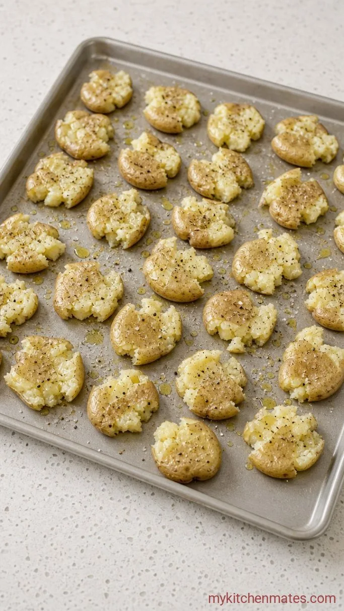 Crispy Smashed Potato Salad Step 2: Smash and Roast the Potatoes