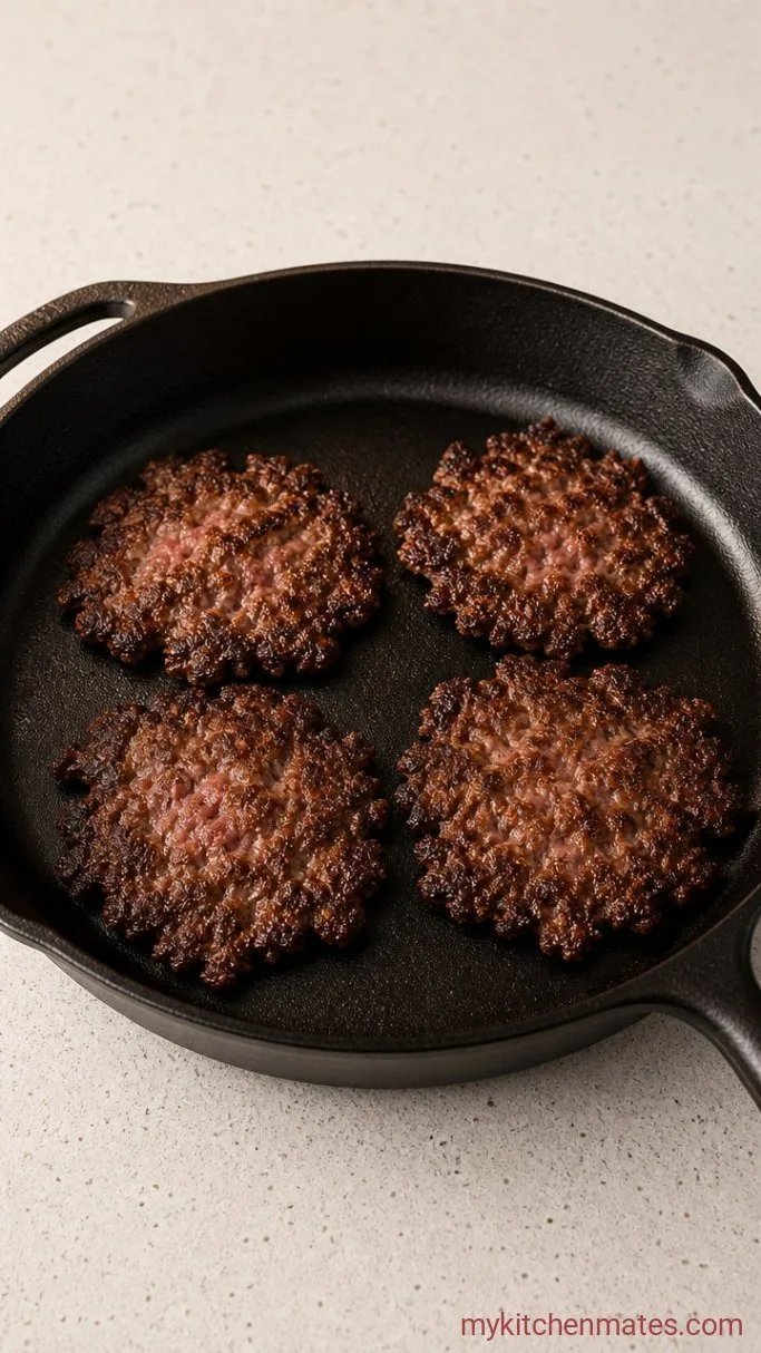 20-Minute Keto Big Mac Smash Burger Step 2: Smash and Sear the Patties