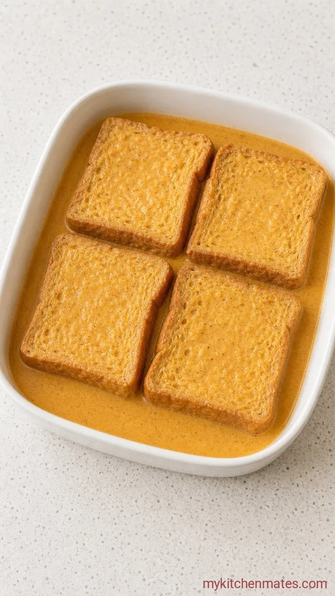 Pumpkin French Toast with Crispy Edges Step 2: Soak the Bread