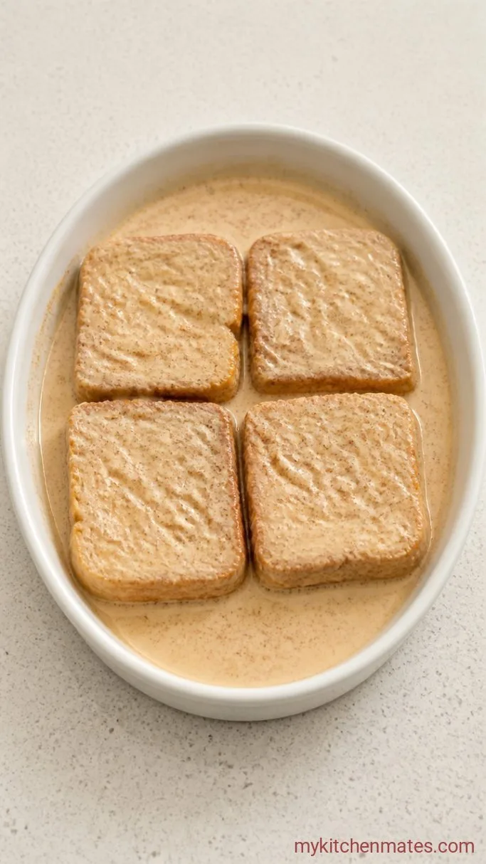 Crispy Eggless French Toast (No Eggs, No Banana) Step 2: Soak the Bread