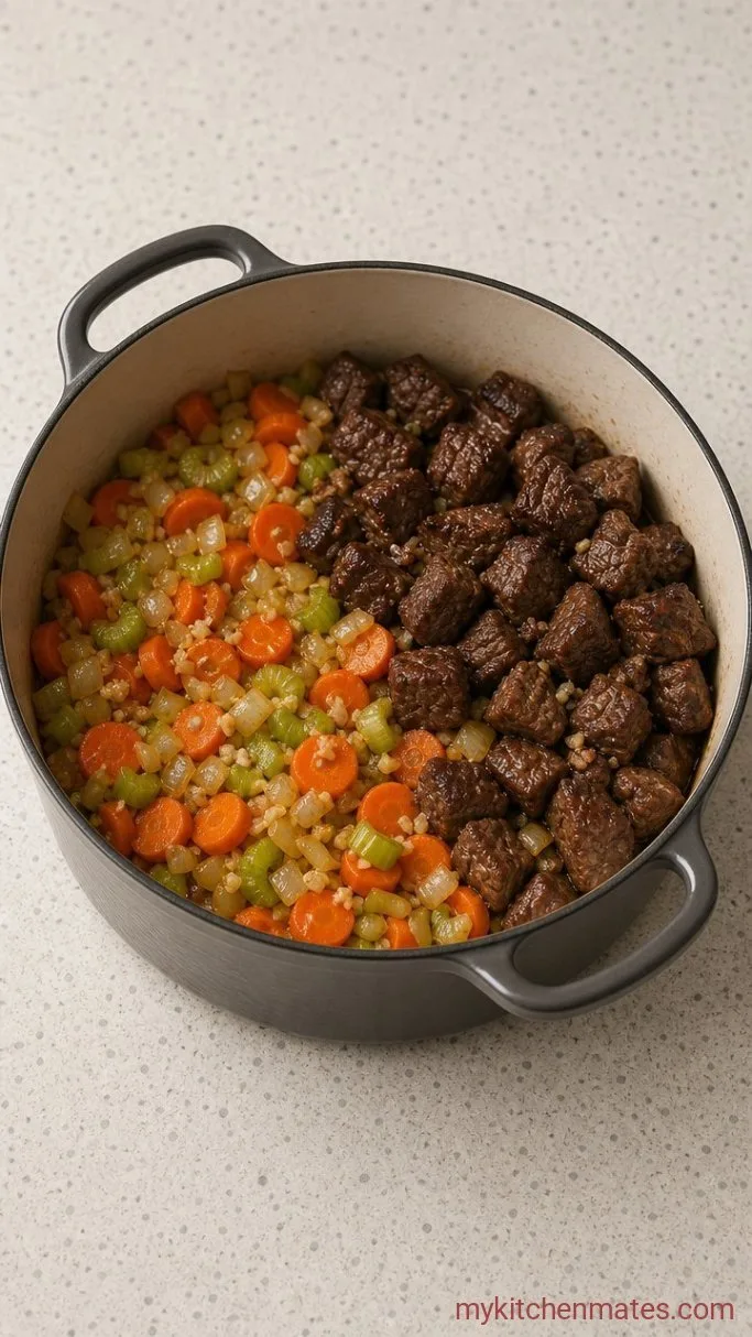One-Pot Vegetable Beef Soup for Chilly Weeknights Step 2: Soften the Vegetables