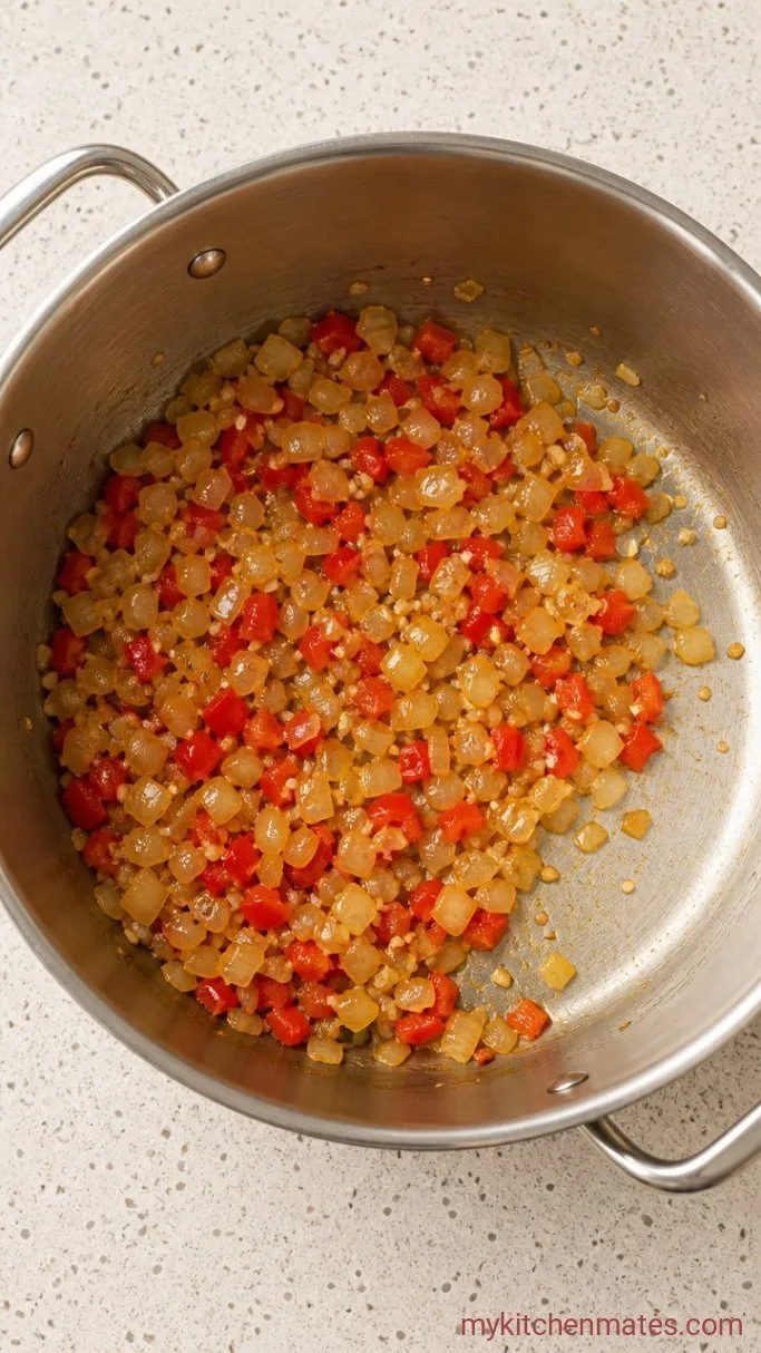 30-Minute Creamy One Pot Cajun Pasta Step 2: Soften the Vegetables