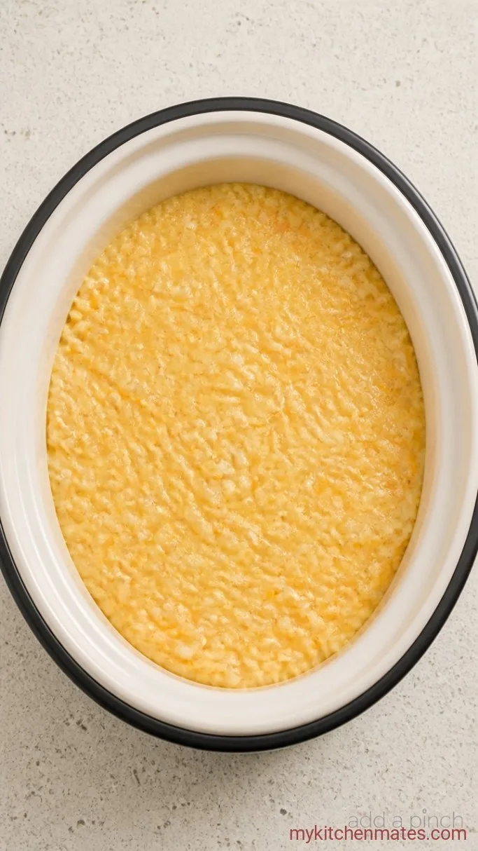Slow Cooker Cheesy Potatoes with a Buttery Crunch Step 2: Spread Into the Slow Cooker