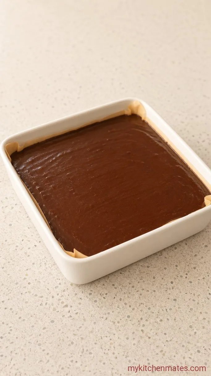 3 Ingredient Chocolate Fudge Step 2: Spread the Fudge