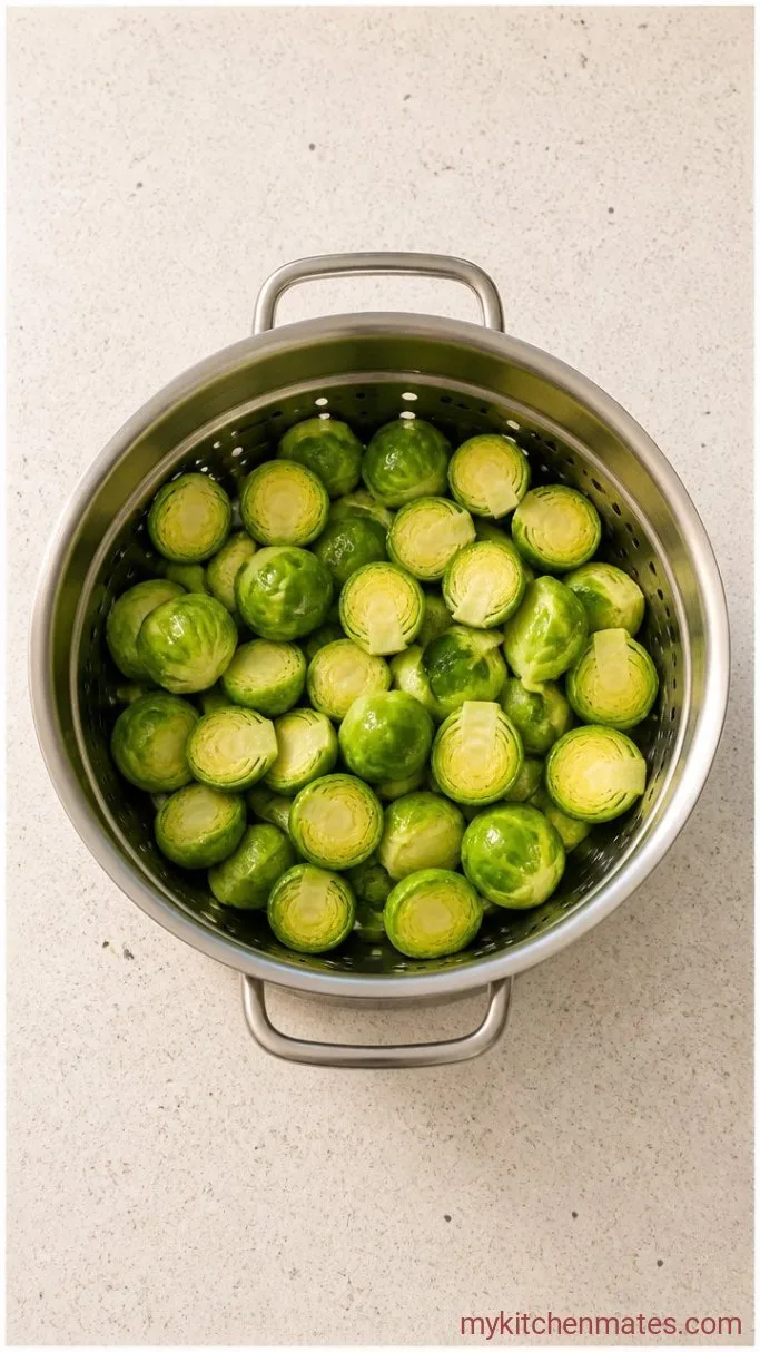 Tender Steamed Brussels Sprouts with Garlic Butter Step 2: Steam Until Tender but Still Vibrant