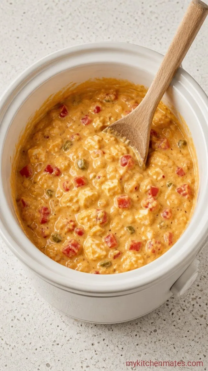 Creamy Crockpot Queso Dip Step 2: Stir and Melt the Queso