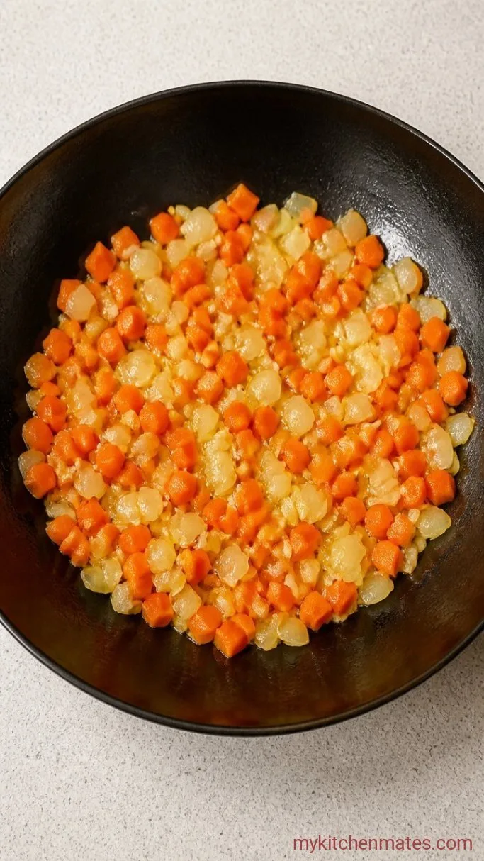 15-Minute Korean Fried Rice with Gochujang Step 2: Stir-Fry the Vegetables