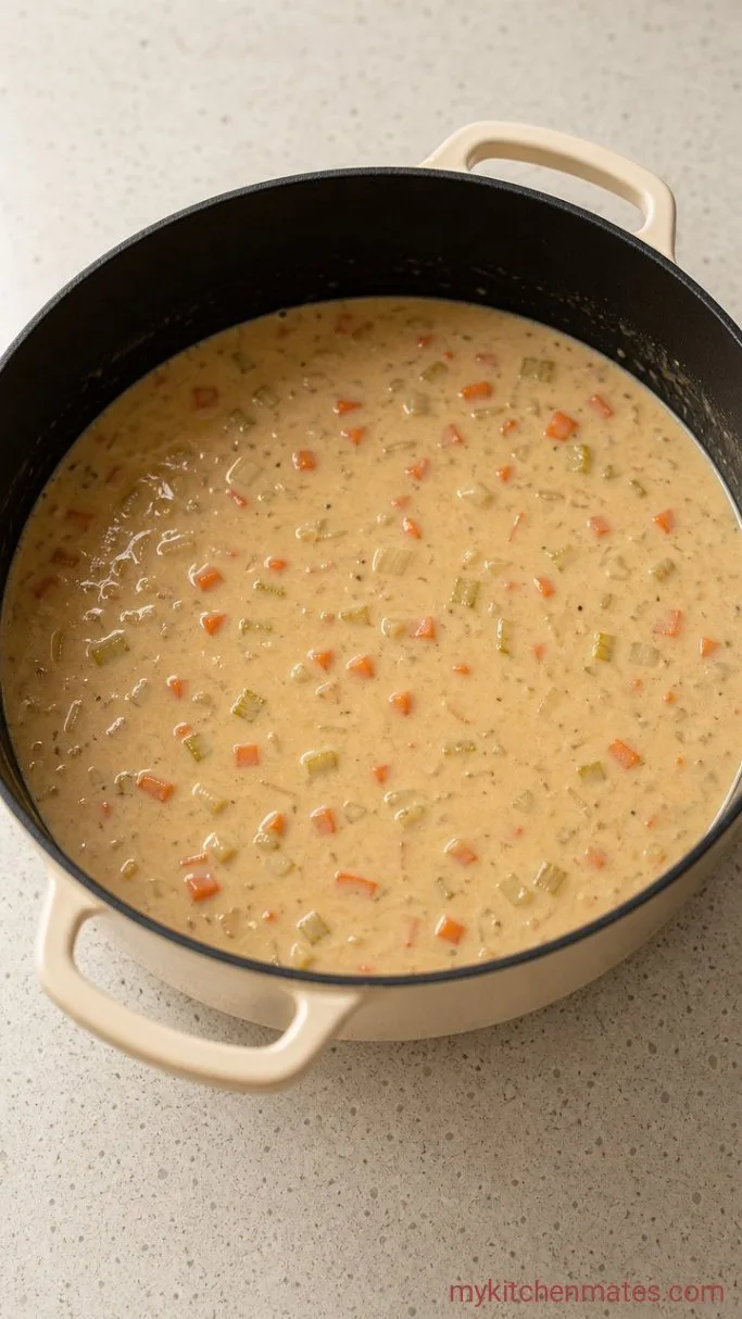 Step 2: Stir in the Broth and Cream