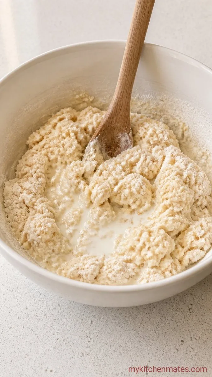 Brenda Gantt’s Buttermilk Biscuits Step 2: Stir in the Buttermilk