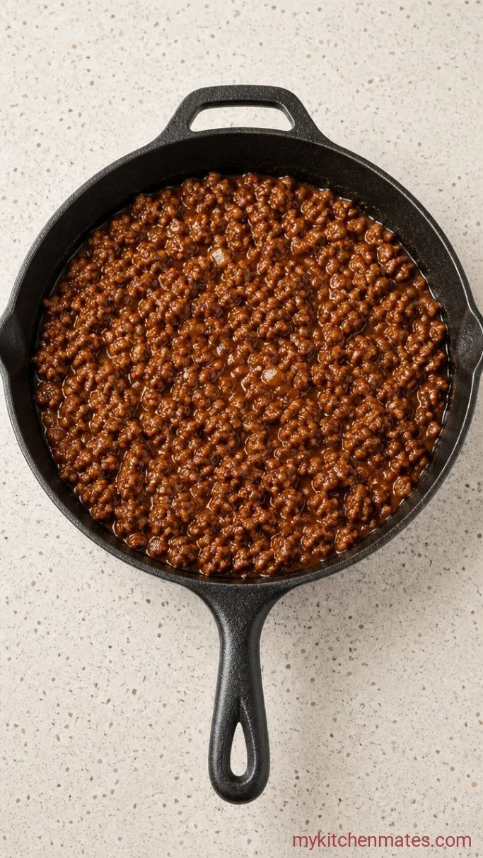 One-Pan Cheeseburger Tater Tot Casserole Step 2: Stir in the Cheeseburger Flavors