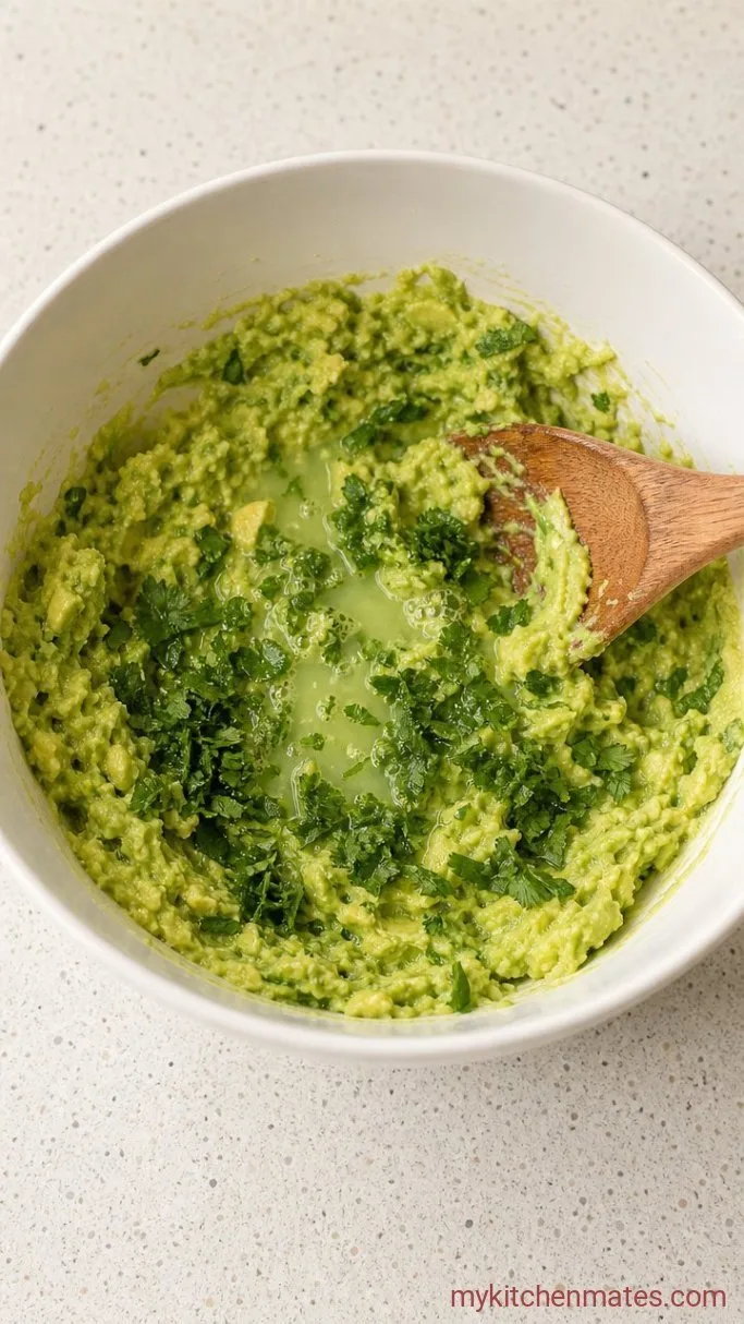 4-Ingredient Guacamole Step 2: Stir in the Lime and Cilantro